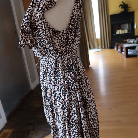 Free People French Quarter mini wrap ruffled wrap dress $128 in jet combo size L - Picture 7 of 16